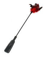 Rimba - Paardrijzweepje En Veren Kietelaar - 2 In 1 speeltje - Rood/Zwart