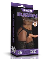 Lovetoy - Easy Strap-on Set Met dildo Van 21.5 cm Met Balzak - Lichte Huidskleur
