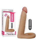 Lovetoy - Ultrasoft Double - Vibrerende Voorbinddildo voor dubbele penetratie - 16 cm