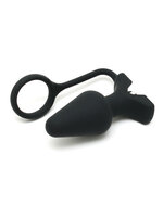 Rimba - Siliconen Buttplug met Cockring en One Speed Bullet Vibrator - diameter  4.4 cm