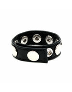Rimba - Leren Cockring/penis strap Versierd Met Metalen Studs - Verstelbaar