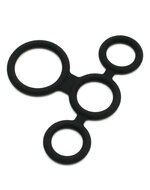 Rimba - Quatro Cockring En Ball Splitter - Zwart