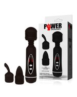 POWER - Wand Vibrator met 2 verwisselbare koppen - zwart