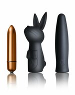 Rocks-off - Truly Dark Desires Set - Mini Vibrator Met Opzetstukken - Zwart/Goud
