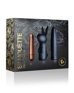 Rocks-off - Truly Dark Desires Set - Mini Vibrator Met Opzetstukken - Zwart/Goud