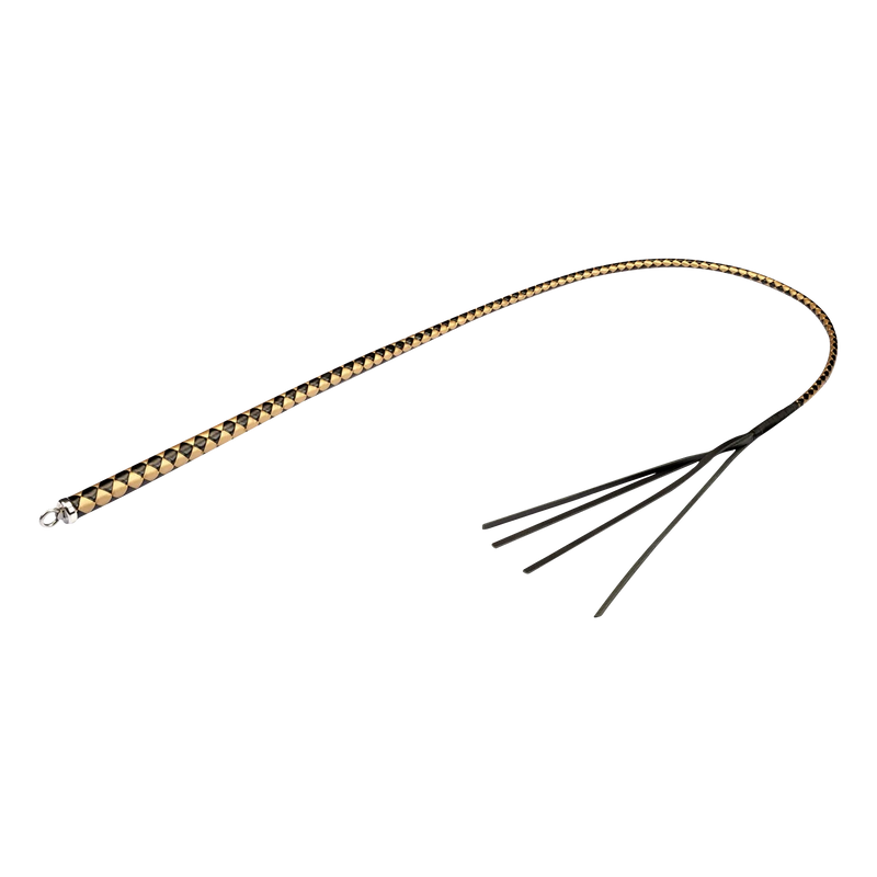RISE - BDSM Zweep - Feather Hard Single Tail - Zwart/Geel
