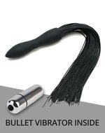 Rimba - Siliconen Flogger Zweep Met Vibrerende Dildo