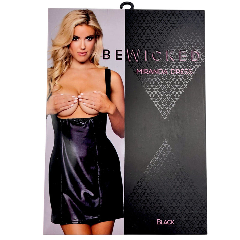 Be Wicked - Miranda - Open Borsten Jurk - Faux Leather - Zwart