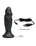 Mr. Play - Vibrerende oplaadbare anaal plug met afstandsbediening P-SHAPE - zwart