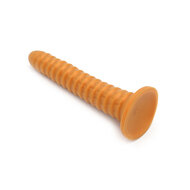 Gold Play - Soft Liquid Siliconen Anaal Dildo - Ribbed - Goud - Maat M