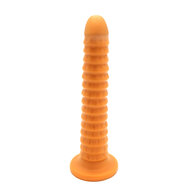 Gold Play - Soft Liquid Siliconen Anaal Dildo - Ribbed - Goud - Maat L