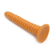 Gold Play - Soft Liquid Siliconen Anaal Dildo - Ribbed - Goud - Maat XL