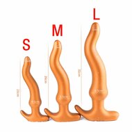 Gold Play - Soft Liquid Siliconen Anaal Dildo - Wave - Goud - Maat S