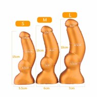 Gold Play - Soft Liquid Siliconen Anaal Dildo - Cock - Goud - Maat L