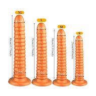 Gold Play - Soft Liquid Siliconen Anaal Dildo - Ribbed - Goud - Maat M