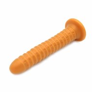 Gold Play - Soft Liquid Siliconen Anaal Dildo - Ribbed - Goud - Maat XL