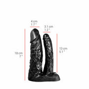 515 line - Dubbele Dildo - 18 & 13 cm - Zwart