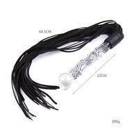 Kiotos - Luxe Flogger Met Glazen Handvat - Zwart