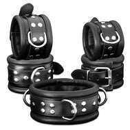Kiotos - Leren handboeien 6.5 cm Breed Gevoerd - Zwart