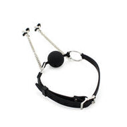 Kiotos - Siliconen Ball Gag Met Tepelklemmen