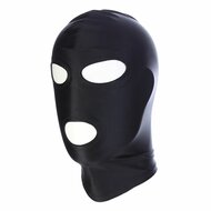 Zwarte BDSM Hood - 3 Gaten - Spandex