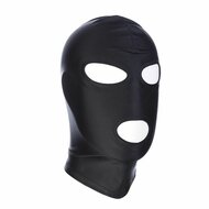 Zwarte BDSM Hood - 3 Gaten - Spandex