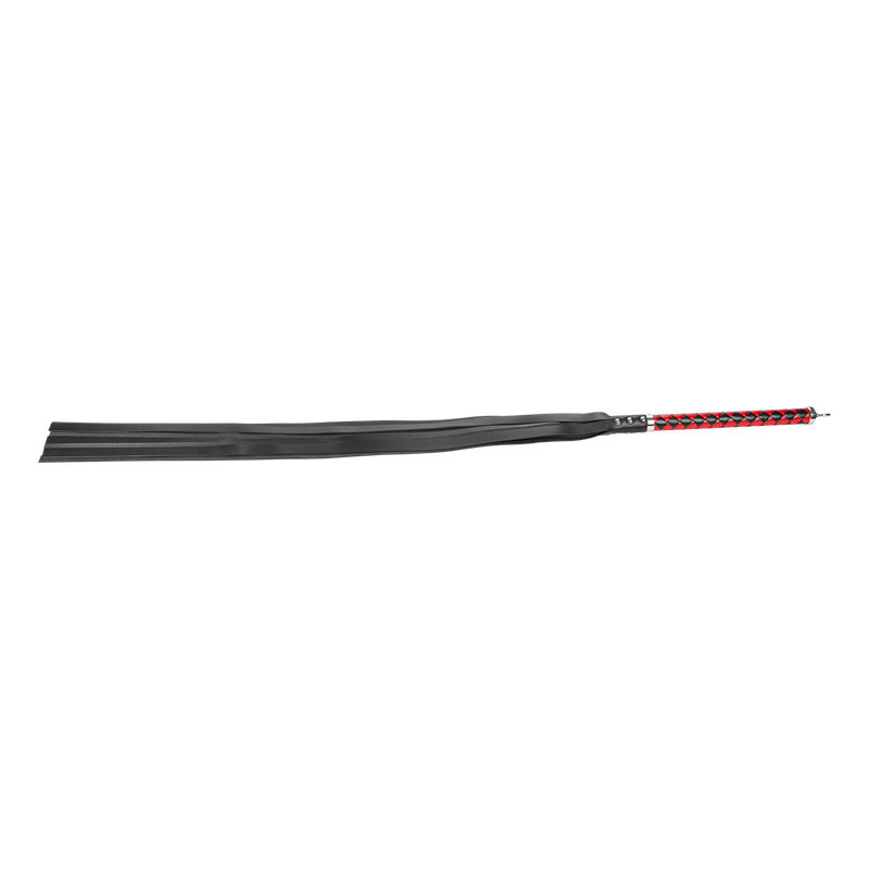 RISE - Lange Flogger met Zachte Strengen - Zwart/Rood