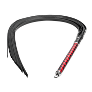 RISE - Lange Flogger met Zachte Strengen - Zwart/Rood