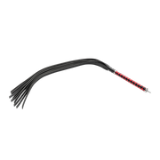 RISE - Lange Flogger met Harde Lederen Strengen - Zwart/Rood