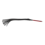 RISE - Lange Flogger met Harde Lederen Strengen - Zwart/Rood