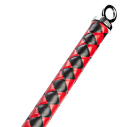 RISE - Lange Flogger met Harde Lederen Strengen - Zwart/Rood