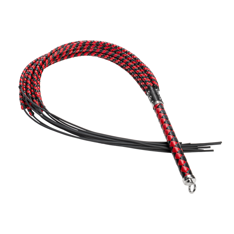 RISE - Cat O' Nine BDSM Zweep - Extra Heavy - Zwart/Rood