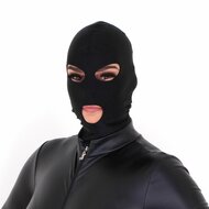 Zwarte BDSM Hood - 3 Gaten - Spandex