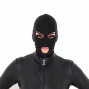 Zwarte BDSM Hood - 3 Gaten - Spandex