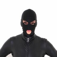 Zwarte BDSM Hood - 3 Gaten - Spandex
