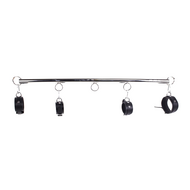 Kiotos Leather - Spreidstang - Spreader Bar met 4 Pols- en Enkelboeien van Kunstleer - zwart