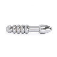 Kiotos - Zware Metalen Dildo Met Ribbels En Plug 19 x 3,5 cm - aan beide Kanten te gebruiken