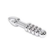 Kiotos - Zware Metalen Dildo Met Ribbels En Plug 19 x 3,5 cm - aan beide Kanten te gebruiken
