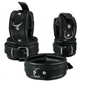Kiotos - Leren Collar 5 cm Gevoerd - Zwart