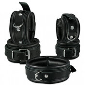 Kiotos - Leren Collar 5 cm Gevoerd - Zwart