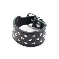 Kiotos - Leren armband Met Drie Rijen Studs