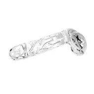 Kiotos - Glazen Dildo Met Balzak En ribbels - Transparant