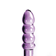 Kiotos - Gebogen Glazen dildo Met stimulerende ribbels - Paars
