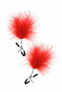 Sweet Caress - Tepelklemmen met rode veertjes