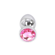 Kiotos - Buttplug aluminium met roze kristal - large