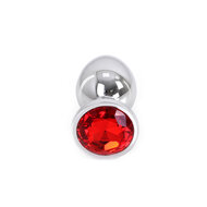 Kiotos - Buttplug aluminium met rood kristal - large