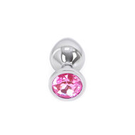Kiotos - Buttplug aluminium met roze kristal - large