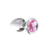 Booty Sparks - Pink Gem Glazen Buttplug Met Siersteen - Roze - Maat L
