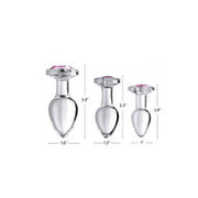 Booty Sparks - Pink Gem Glazen Buttplug Met Siersteen - Roze - Maat L