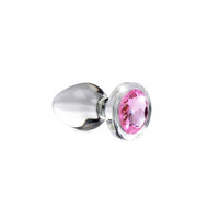 Booty Sparks - Pink Gem Glazen Buttplug Met Siersteen - Roze - Maat M